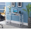 image:imageConvenience Concepts Town Square Chrome Desk 42  Contemporary Modern Office Den Desk with Shelf Console Table and Glam Vanity GlassChromeDesk