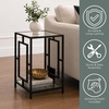 image:imageConvenience Concepts Town Square Chrome End Table 1575  Contemporary Modern Living Room Table with Storage Shelf Accent Side Table Bedroom Nightstand GlassBlack Chrome