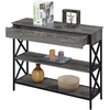 image:imageConvenience Concepts Tucson 1Drawer Console Table with Shelves BlackBlackWeathered GrayBlack