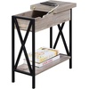 image:imageConvenience Concepts Tucson Flip Top End Table with Charging Station 2375  Modern Living Room Table with Storage Shelf Side Table Side Table English OakBlackSandstone