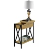 image:imageConvenience Concepts Tucson Flip Top End Table with Charging Station 2375  Modern Living Room Table with Storage Shelf Side Table Side Table English OakBlackEnglish Oak  Black