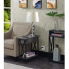 image:imageConvenience Concepts Tucson Flip Top End Table with Charging Station 2375  Modern Living Room Table with Storage Shelf Side Table Side Table WhiteWhiteCement  Black
