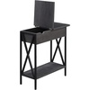 image:imageConvenience Concepts Tucson Flip Top End Table with Charging Station 2375  Modern Living Room Table with Storage Shelf Side Table Side Table WhiteWhiteCharcoal Gray  Black