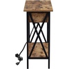 image:imageConvenience Concepts Tucson Flip Top End Table with Charging Station 2375  Modern Living Room Table with Storage Shelf Side Table Side Table WhiteWhiteBarnwood  Black