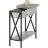 image:imageConvenience Concepts Tucson Flip Top End Table with Charging Station 2375  Modern Living Room Table with Storage Shelf Side Table Side Table WhiteWhiteFaux BirchBlack