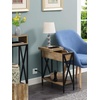 image:imageConvenience Concepts Tucson Flip Top End Table with Charging Station 2375  Modern Living Room Table with Storage Shelf Side Table Side Table WhiteWhiteWeathered BarnwoodBlack