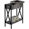 image:imageConvenience Concepts Tucson Flip Top End Table with Charging Station 2375  Modern Living Room Table with Storage Shelf Side Table Side Table WhiteWhiteGray Marble  Black