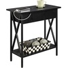 image:imageConvenience Concepts Tucson Flip Top End Table with Charging Station 2375  Modern Living Room Table with Storage Shelf Side Table Side Table WhiteWhiteBlackBlack