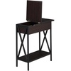image:imageConvenience Concepts Tucson Flip Top End Table with Charging Station 2375  Modern Living Room Table with Storage Shelf Side Table Side Table WhiteWhiteEspresso  Black