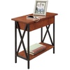image:imageConvenience Concepts Tucson Flip Top End Table with Charging Station 2375  Modern Living Room Table with Storage Shelf Side Table Side Table WhiteWhiteCherryBlack