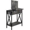 image:imageConvenience Concepts Tucson Flip Top End Table with Charging Station 2375  Modern Living Room Table with Storage Shelf Side Table Side Table WhiteWhiteCement  Black