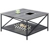 image:imageConvenience Concepts Tucson Metal Square Coffee Table Cherry  BlackWeathered Gray  Black