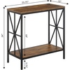 image:imageConvenience Concepts Tucson Starburst Chairside End Table with Charging Station and Shelf Weathered GrayBlackBarnwoodBlack