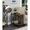 image:imageConvenience Concepts Tucson Starburst Chairside End Table with Charging Station and Shelf Weathered GrayBlackBarnwoodBlack
