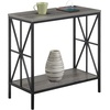 image:imageConvenience Concepts Tucson Starburst Chairside End Table with Charging Station and Shelf Weathered GrayBlackWeathered GrayBlack