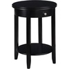 image:imageConvenience Concepts American Heritage Baldwin End Table 1825  Round Classic Living Room Side Table with Storage Drawer amp Shelf Family Room Accent Table Bedroom Nightstand BlackBlack