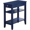 image:imageConvenience Concepts American Heritage Chairside End Table with Drawer 235  Classic Living Room Table with Storage Shelf Bedroom Nightstand BlackCobalt Blue