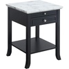 image:imageConvenience Concepts American Heritage Logan 1 Drawer End Table with PullOut Shelf BlackWhite Faux Marble TopBlack