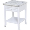 image:imageConvenience Concepts American Heritage Logan 1 Drawer End Table with PullOut Shelf BlackWhite Faux Marble TopWhite