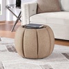 image:imageConvenience Concepts Designs4Comfort Daisy Accent Storage Ottoman 20  Round Modern Upholstered Foot Stool and Small Table with Tray Lid for Living Room Storage Ottoman Seat Dark Blue FabricTan