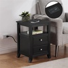image:imageConvenience Concepts Melbourne End Table with Charging Station 1575  Modern Living Room Side Table with 2 Drawers USB Ports and Power Outlet Nightstand with Storage Shelf Black