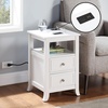 image:imageConvenience Concepts Melbourne End Table with Charging Station 1575  Modern Living Room Side Table with 2 Drawers USB Ports and Power Outlet Nightstand with Storage Shelf WhiteWhite