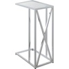 image:imageConvenience Concepts Oxford Chrome Glass C End Table 1575  Contemporary Modern C Couch Table Removable Glass Tabletop for Living Room Bedroom GlassChrome
