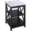 image:imageConvenience Concepts Oxford End Table 1575  Modern Living Room Table with Storage Shelves Transitional Nightstand Side Table for Home Decor and Display DriftwoodWhiteWhite Faux MarbleBlack