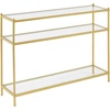 image:imageConvenience Concepts Royal Crest Glass Console Hall Table 42  3 Tier Modern Contemporary Narrow Display Accent with Storage Shelves for Living Room Entryway Hallway amp Bedroom ChromeClear Glass  Gold