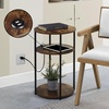image:imageConvenience Concepts Simon End Table with USB Ports 1575  Modern 3Tier Round Side Table with Storage Shelves for Family Room Industrial Style Table with Charging Station BarnwoodBlackBarnwoodBlack