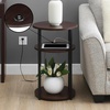 image:imageConvenience Concepts Simon End Table with USB Ports 1575  Modern 3Tier Round Side Table with Storage Shelves for Family Room Industrial Style Table with Charging Station BarnwoodBlackBlack