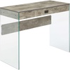 image:imageConvenience Concepts SoHo 1 Drawer Glass 36 inch Desk White Faux MarbleGlassFaux BirchGlass