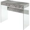 image:imageConvenience Concepts SoHo 1 Drawer Glass 36 inch Desk White Faux MarbleGlassGray Faux MarbleGlass