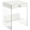 image:imageConvenience Concepts SoHo 1 Drawer Glass End Table 18  2 Tier Modern Contemporary Square Side Accent with Storage Shelf for Living or Family Room WhiteWhite