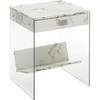 image:imageConvenience Concepts SoHo 1 Drawer Glass End Table 18  2 Tier Modern Contemporary Square Side Accent with Storage Shelf for Living or Family Room WhiteWhite Faux Marble