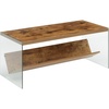 image:imageConvenience Concepts SoHo Glass Coffee Table 40  Modern Living Room Table with Storage Shelf Contemporary Coffee Table for Family Room Weathered WhiteBarnwoodGlass