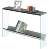image:imageConvenience Concepts SoHo Glass Console Table 42  Modern Sofa Table with Storage Shelf Narrow Entryway Hall Table for Living Room Display Accent Table Weathered GrayWeathered Gray
