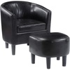 image:imageConvenience Concepts Take a Seat Churchill Accent Chair with Ottoman Dark Gray MicrofiberBlack Faux Leather