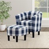 image:imageConvenience Concepts Take a Seat Churchill Accent Chair with Ottoman Set 2625  Modern Classic MidBack Barrel Accent Chair with UShaped Ottoman for Living Room Bedroom Office Botanical PrintBlue Gingham