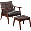 image:imageConvenience Concepts Take a Seat Natalie Accent Armchair and Ottoman Set 275  MidCentury Modern Lounge Chair with Foot Stool Set for Living Room Bedroom Espresso Faux Leather