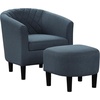image:imageConvenience Concepts Take a Seat Roosevelt Accent Chair with Ottoman Set 2775  Modern MidBack Barrel Accent Chair with UShaped Ottoman for Living Room Bedroom Office Blue Fabric