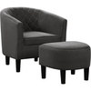 image:imageConvenience Concepts Take a Seat Roosevelt Accent Chair with Ottoman Set 2775  Modern MidBack Barrel Accent Chair with UShaped Ottoman for Living Room Bedroom Office Dark Gray Microfiber