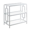 image:imageConvenience Concepts Town Square Chairside Table 12  Modern 3Tier Tempered Glass Living Room Side Table with Storage Shelves Contemporary Family Room End Table Glass Chrome