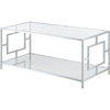 image:imageConvenience Concepts Town Square Chrome Coffee Table 42  Contemporary Modern Living Room Table with Storage Shelf for Living Room GlassChromeGlassChrome