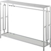 image:imageConvenience Concepts Town Square Chrome Console Table 42  Contemporary Modern Sofa Table with Storage Shelf Narrow Entryway Hall Table for Living Room Bedroom Bathroom GlassChromeWhite Faux MarbleChrome