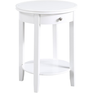 image:imageConvenience Concepts American Heritage Baldwin End Table 1825  Round Classic Living Room Side Table with Storage Drawer amp Shelf Family Room Accent Table Bedroom Nightstand BlackWhite