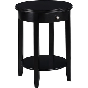 image:imageConvenience Concepts American Heritage Baldwin End Table 1825  Round Classic Living Room Side Table with Storage Drawer amp Shelf Family Room Accent Table Bedroom Nightstand BlackBlack