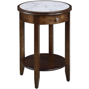 image:imageConvenience Concepts American Heritage Baldwin End Table with Drawer White Marble  EspressoEspresso