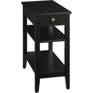 image:imageConvenience Concepts American Heritage Chairside End Table with Drawer 235  Classic Living Room Table with Storage Shelf Bedroom Nightstand BlackBlack