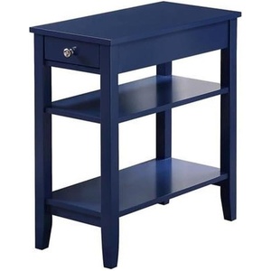 image:imageConvenience Concepts American Heritage Chairside End Table with Drawer 235  Classic Living Room Table with Storage Shelf Bedroom Nightstand BlackCobalt Blue